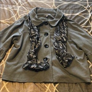 Gray Jacket With Ruffled Sleeves